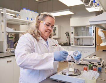 chemist working on dry formulations